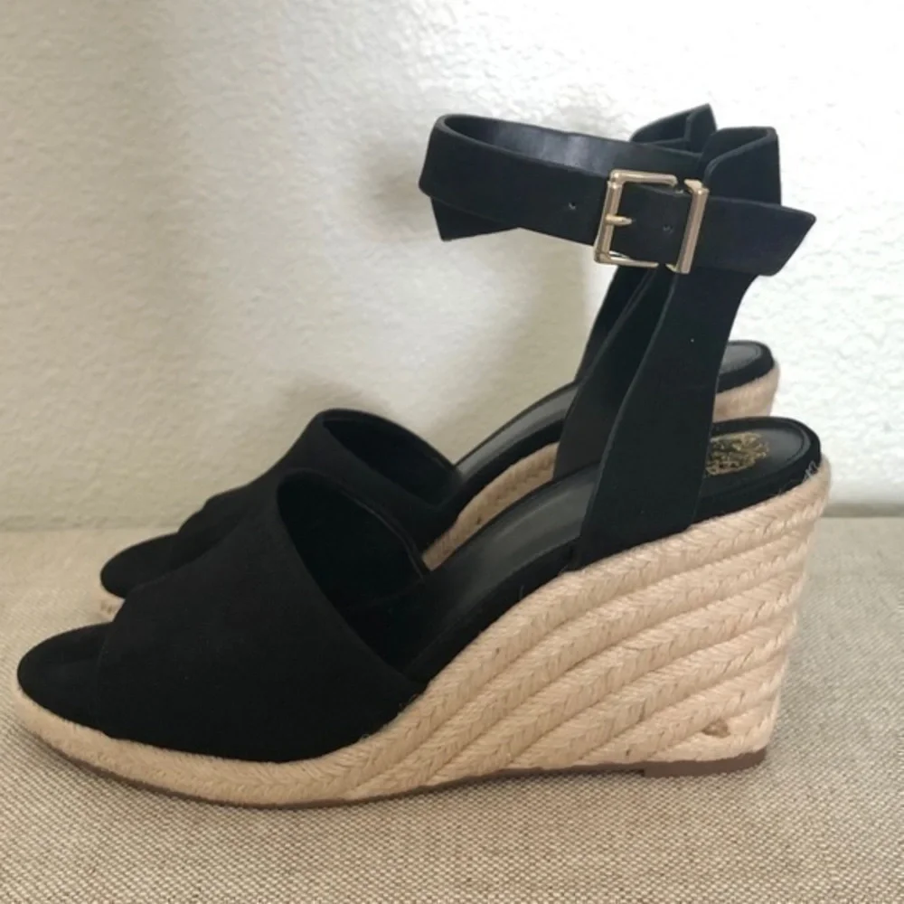 NEW Vince Camuto Leonita‎ Black Wedge Sandals 10
